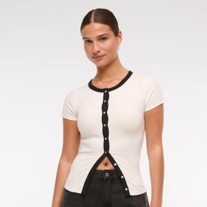 Abercrombie & Fitch Cream and Black Button-Down Shirt